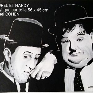 Portrait de Laurel et Hardy noir et blanc