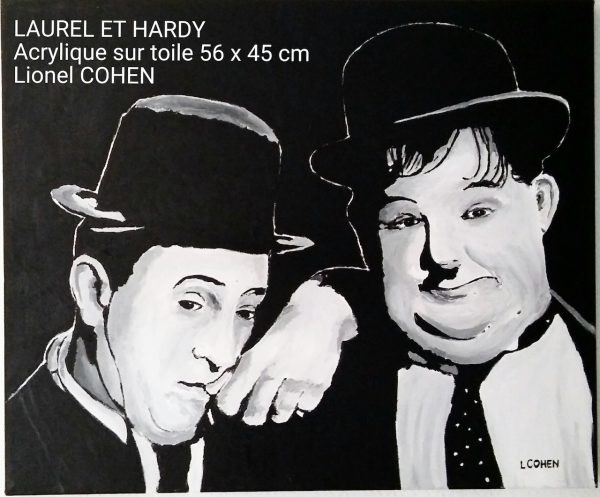 Portrait de Laurel et Hardy noir et blanc