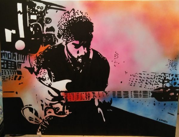Tableau représentant Lenny Kravitz jouant de la guitare