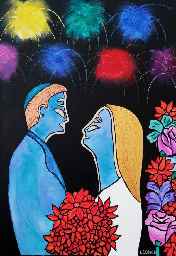 Peinture scène d'un mariage d'une femme et d'un homme