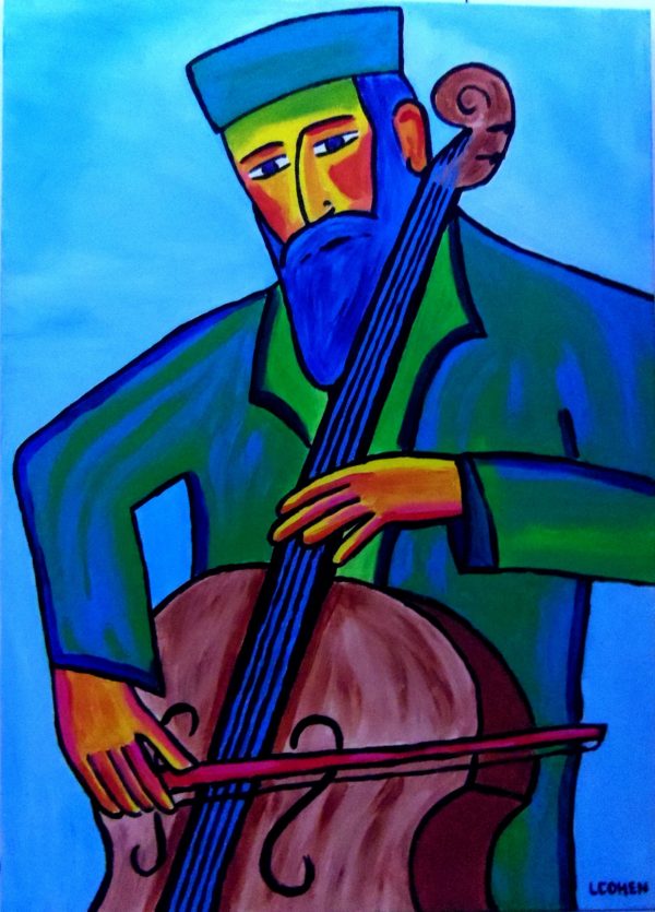 Peinture représentant un joueur de violoncelle