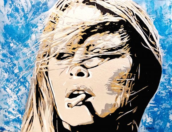 Portrait de Brigitte Bardot les cheveux dans le vent