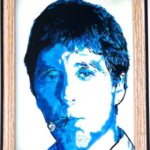 portrait de l'acteur Al Pacino sur verre et peinture vitrail