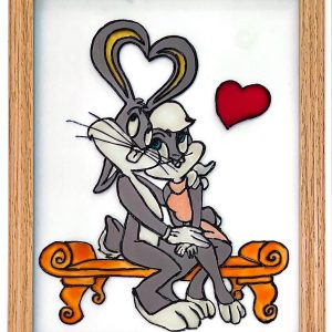 bugs-bunny-amoureux-vitrail-verre-lionel-cohen-artiste-peintre