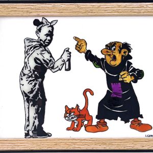 Gargamel et azraël pas contents que la jeune fille fasse des tags